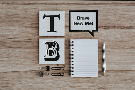 Inspirational cards with quotes and an empty notebook thumbnail