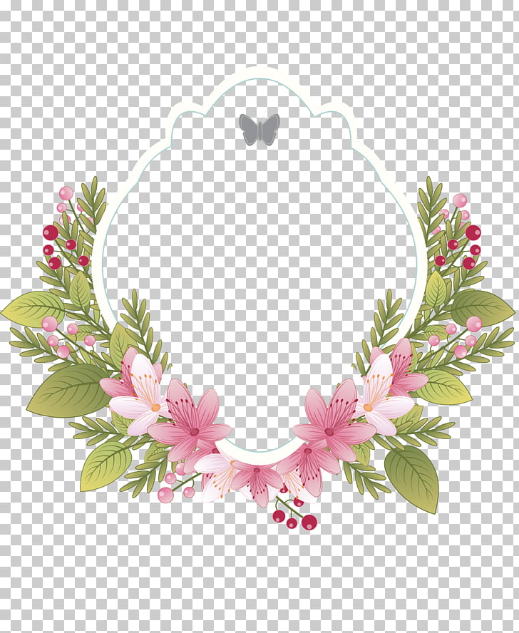 Flower Vintage clothing frame Wedding invitation, Vintage floral frame label, pink and green floral wreath PNG clipart