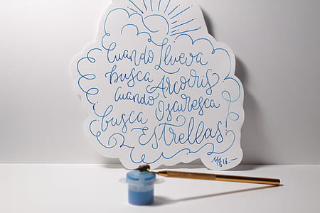 white text cloud decor and blue ink thumbnail