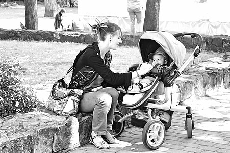 grayscale photo of mother and baby thumbnail