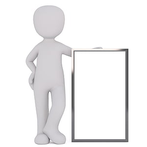 person illustration holding rectangular gray frame thumbnail