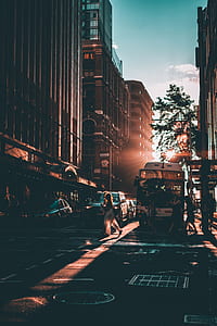 woman walking on street beside concrete building thumbnail