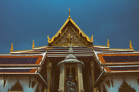 Wide angle shot of a classic old temple in Bangkok, the capital of Thailand thumbnail