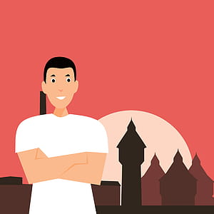Illustration of man with arms crossed. thumbnail