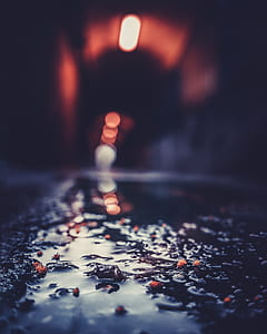 bokeh, puddle, street, road thumbnail