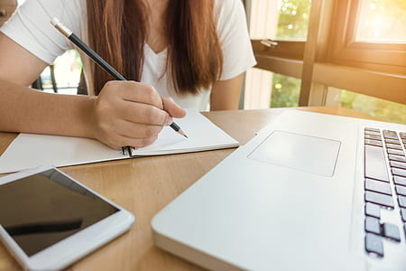 woman, smartphone, laptop, notebook thumbnail