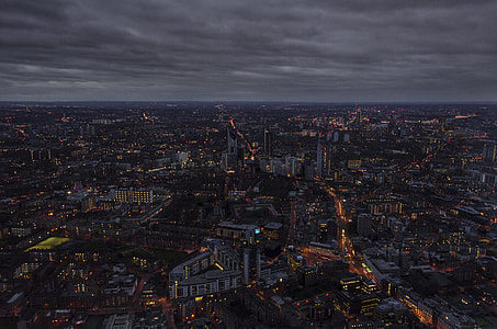 aerial photography of city at night time thumbnail