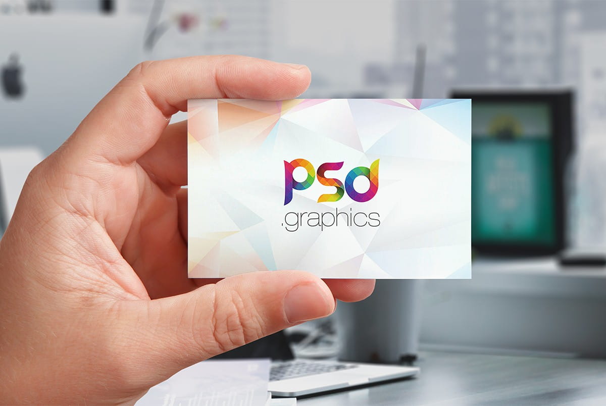 Hand Holding Business Card Mockup PSD psd file