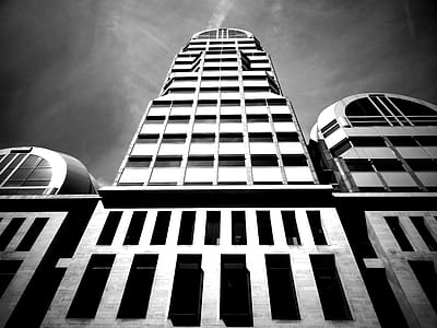 black-and-white, city, sky, buildings thumbnail