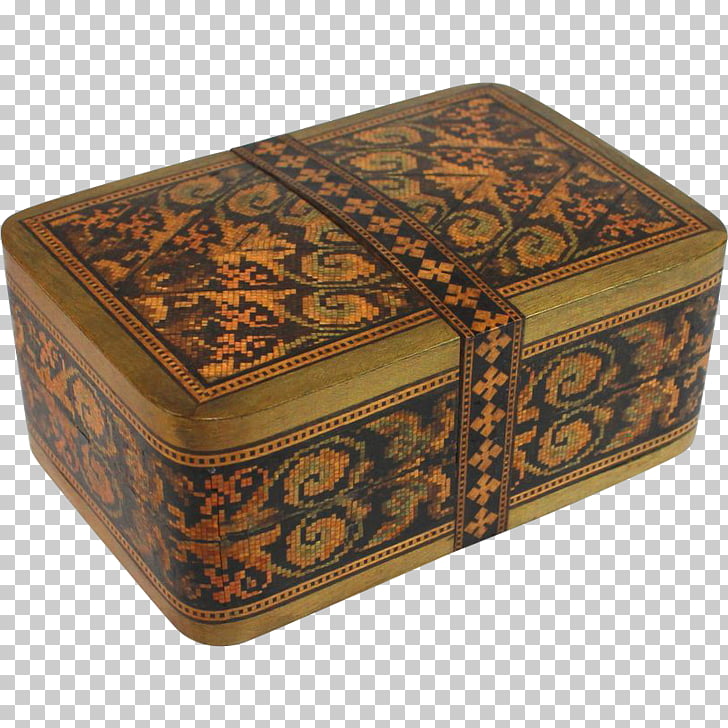 Wooden Box Playing Card Tunbridge Ware Antique Vintage
