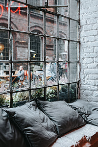Beds and pillows at an exhibition thumbnail
