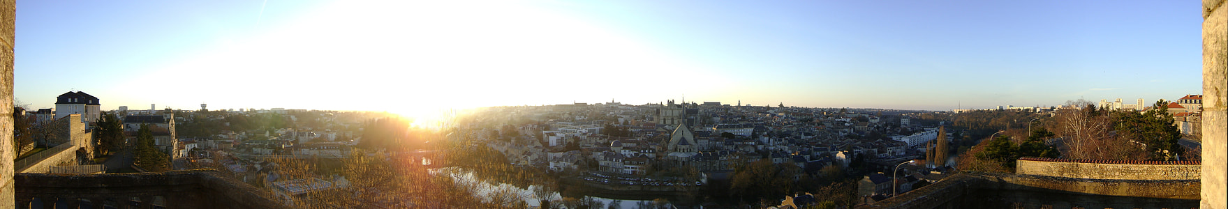 Panoramic view of Poitiers at sunset in France thumbnail