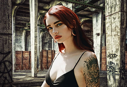 woman wearing black spaghetti strap top thumbnail