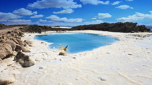 body of water on beige sand thumbnail