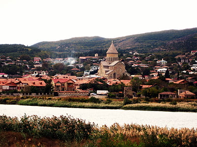 brown cathedral in middle of village thumbnail