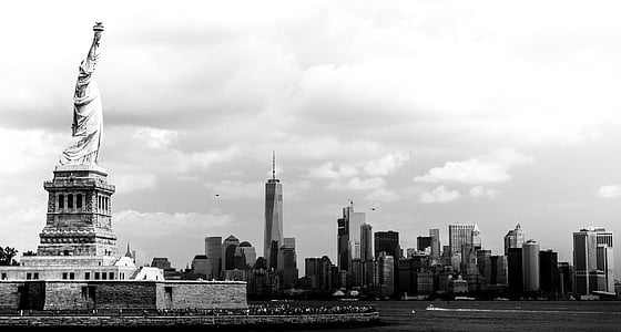 grayscale photo of Statue of Liberty, New York thumbnail