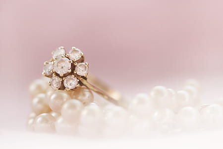 silver-colored clear gemstone encrusted flower ring thumbnail