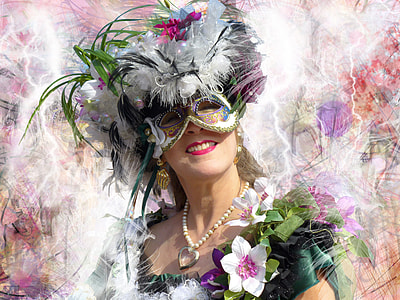 woman in green dress with floral headdress thumbnail