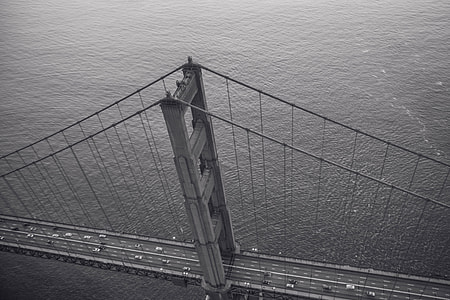 grayscale photography of cable bridge thumbnail