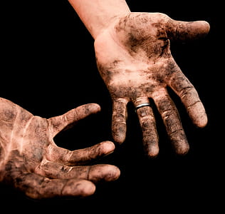 selective focus photography of dirty human hands thumbnail