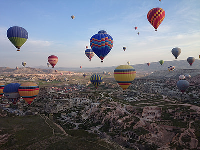 aerial view of hot air balloons during daytime thumbnail