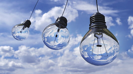 three clear glass light bulbs thumbnail