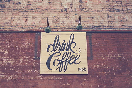 drink coffee press board on brown wall thumbnail