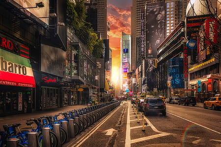 street road during sunset thumbnail