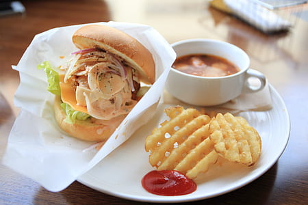 plate of burger with crisscross fries thumbnail