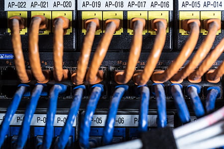 Ethernet cables connected to network ports thumbnail