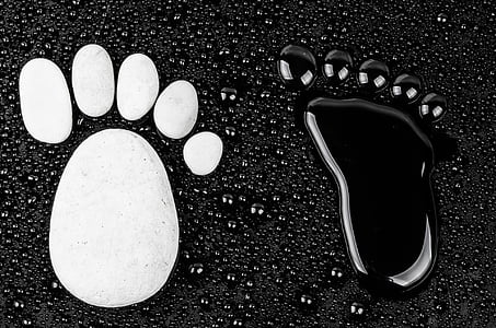 white and black footprints on black surface thumbnail