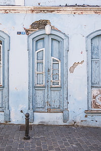 blue wooden closed door thumbnail