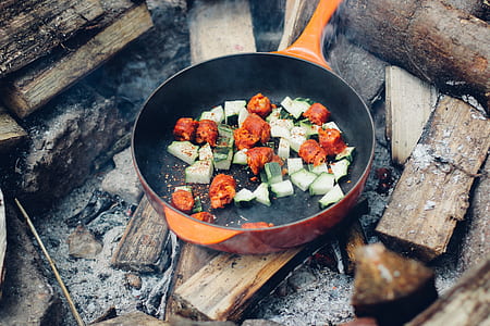 sliced veggies on non-stick pan thumbnail