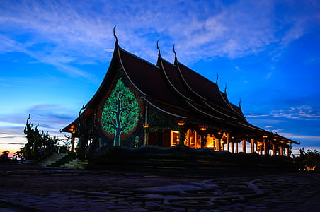 brown temple under blue sky on focus photo thumbnail