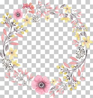 IPhone 8 iPhone X Wreath, Hand painted watercolor wreaths, pink and yellow floral frame PNG clipart
