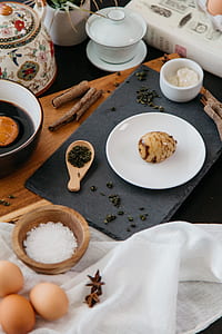 white ceramic plate beside white ceramic bowl thumbnail