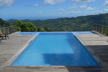 blue and gray pool over looking the mountain ranges thumbnail