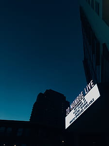 low angle photo of 20 Monroe Live signage at night thumbnail