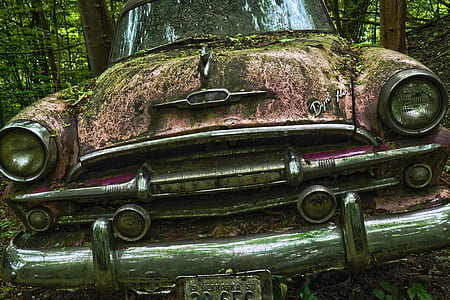 abandoned classic car on forest thumbnail