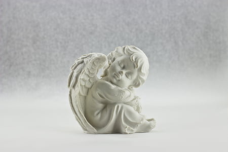 cherub white concrete statuette thumbnail