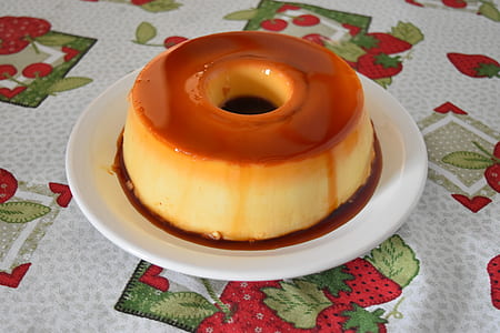 creme caramel on white plate thumbnail