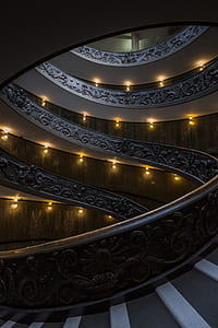 spiral stairways with turned on lights thumbnail