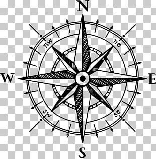 North Compass rose Drawing, Hand-painted compass PNG clipart