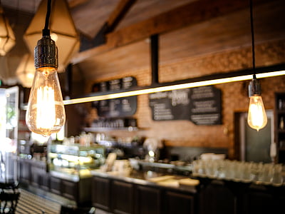 lighted pendant bulbs inside restaurant thumbnail