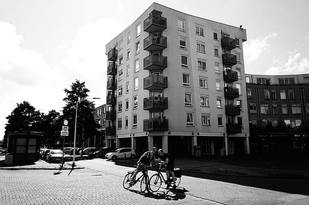 black-and-white, cars, road, people thumbnail