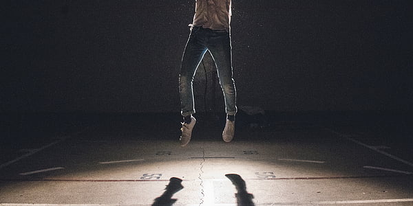 man wearing blue denim jeans thumbnail