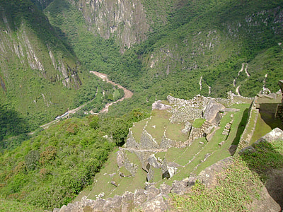 Terrace Steps and River Gorge in Machu Picchu, Peru thumbnail