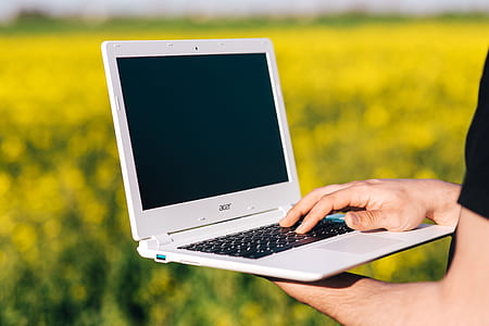 hands, laptop, technology, blur thumbnail