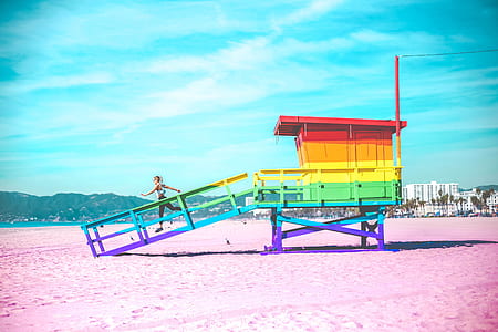 colorful closed cottage on seashore thumbnail