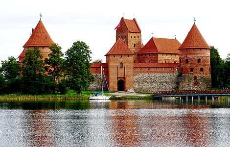 orange brick structure beside body of water thumbnail